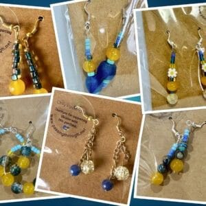 8 - OPT blue and yellow earrings