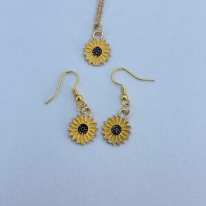 Flower enamel earring and necklace set style-2