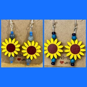 Sunflower and blue earrings-#SupportUkraine