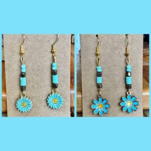 blue daisy earrings
