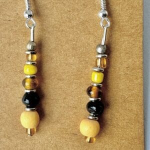 #SupportBangladesh Wood and glass drop earrings