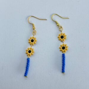 Sunflower earrings in Ukrainian flag colours