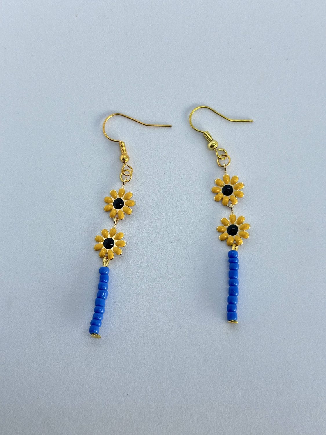 Sunflower earrings in Ukrainian flag colours