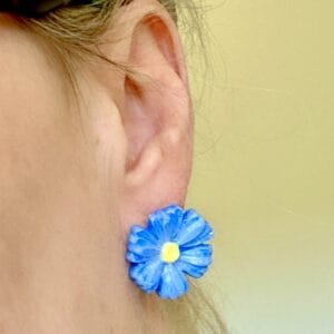 Big blue flower earrings-1