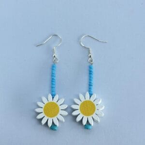 Handmade daisy turquoise earrings