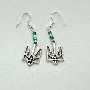 Tryzub earrings with beads style 4