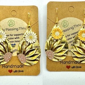Gold sunflower earrings collage
