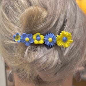 6cm Handmade floral crocodile clip in Ukrainian colours
