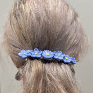 7cm handmade hair clip with blue flowers