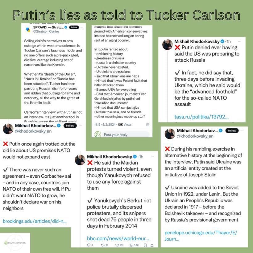 telegram post about russian disinformation with text