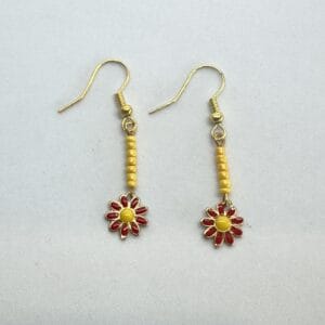Earrings with Floral Design and Colourful Beads style-4