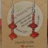 Red sandalwood seed and red/gold glass earrings