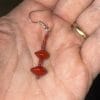 Red sandalwood seed and red/gold glass earrings
