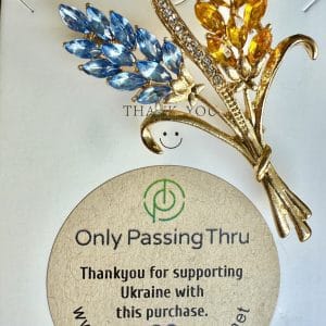 diamante blue and yellow Ukraine brooch