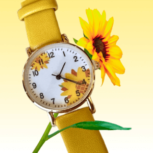 Wristwatch with sunflowers