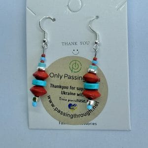 Handmade Earrings with Red Seeds and Beads