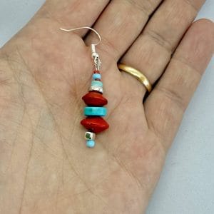 Handmade Earrings with Red Seeds and Beads
