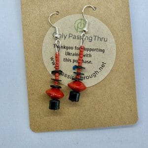Handmade Earrings with Red Seeds and Black Beads