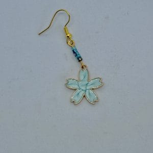 Handmade earrings with enamelled Blue swirls flowers