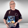 book lara1 a woman holding a copy of under black banners