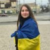 Mariia Pylypenko photo with Ukrainian flag