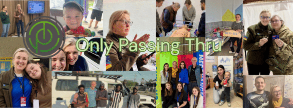 About Only Passing Thru assorted photos and logo