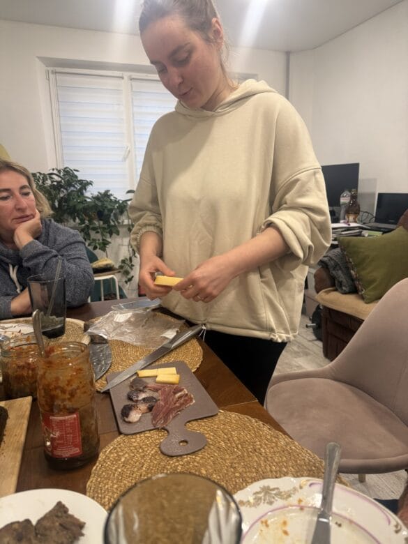 two women serving food