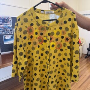 #SupportUkraine Handpainted Sunflowers Linen blous